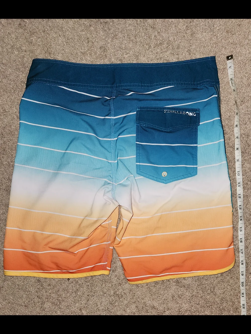 Billabong Blue to Orange Gradient Swim Boardshorts with Yellow Trim